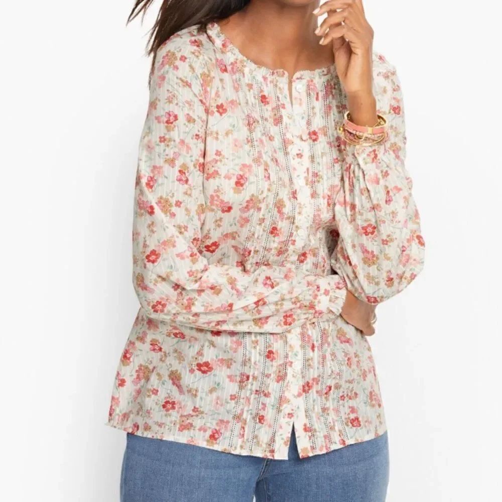 Talbots Ruffle Pintuck Blouse